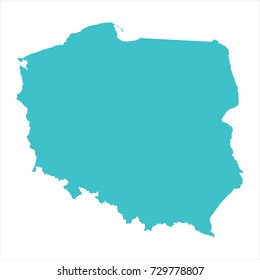 High Detailed Blue Map of Poland isolated on white background. Vector illustration eps 10.