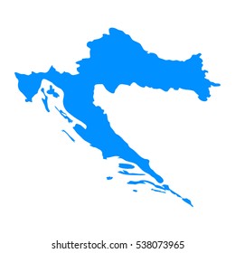 High detailed blue map of Republic of Croatia. Vector illustration eps 10.