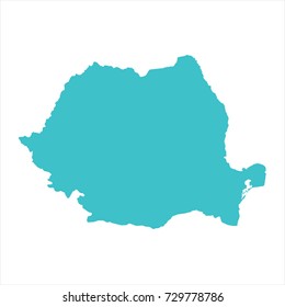 High Detailed Blue Map of Romania isolated on white background. Vector illustration eps 10.