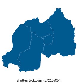 High detailed blue map of Rwanda. Vector illustration eps 10.