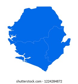High detailed blue map of Sierra Leone. Vector illustration eps 10.