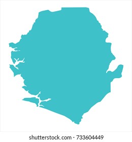 High Detailed Blue Map of Sierra Leone isolated on white background. Vector illustration eps 10.