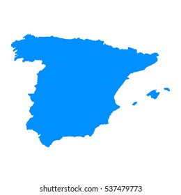 High detailed blue map of Spain. Vector illustration eps 10.