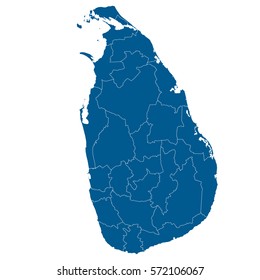 High detailed blue map of Sri Lanka. Vector illustration eps 10.