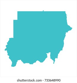 High Detailed Blue Map of Sudan isolated on white background. Vector illustration eps 10.