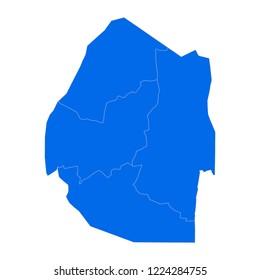 High detailed blue map of Swaziland. Vector illustration eps 10.