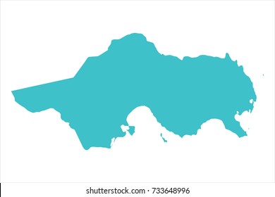 High Detailed Blue Map of Tunisia isolated on white background. Vector illustration eps 10.
