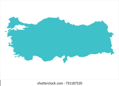 High Detailed Blue Map of Turkey isolated on white background. Vector illustration eps 10.