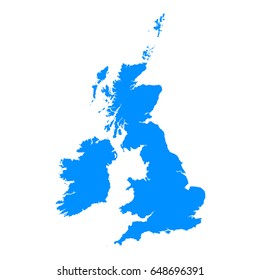 High detailed - blue map of United Kingdom UK on white background. Vector illustration eps 10.