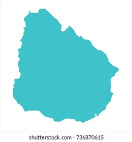 High Detailed Blue Map of Uruguay isolated on white background. Vector illustration eps 10.