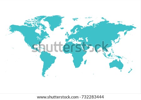 High Detailed Blue Map of World isolated on white background. Vector illustration eps 10.