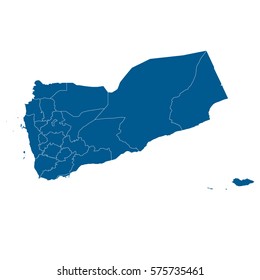 High detailed blue map of Yemen. Vector illustration eps 10.