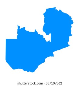 High detailed blue map of Zambia. Vector illustration eps 10.