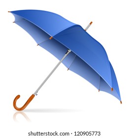 High Detailed Blue Umbrella, isolated on white background, vector illustration