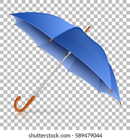 High Detailed Blue Umbrella on transparent background. Isolated vector illustration