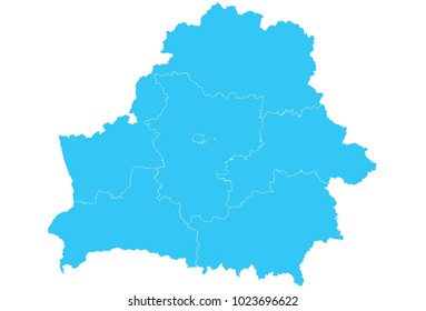 High detailed blue vector map – Departments of Belarus map