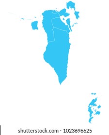 High detailed blue vector map – Departments of Bahrain map