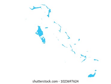 High detailed blue vector map – Departments of Bahamas map