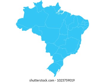 High detailed blue vector map – Departments of Brazil map