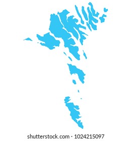 High detailed blue vector map – Departments of Faroe Islands map