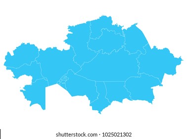 High detailed blue vector map – Departments of Kazakhstan map
