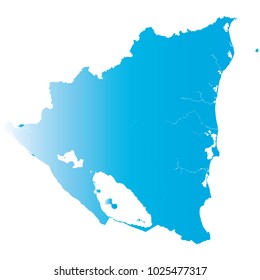 High detailed blue vector map – Departments of Nicaragua map