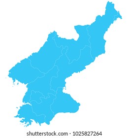 High detailed blue vector map – Departments of North Korea map