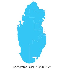High detailed blue vector map – Departments of Qatar map