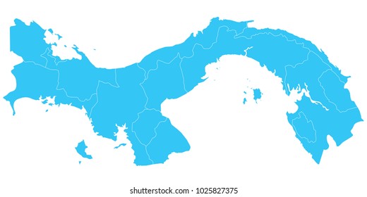 High detailed blue vector map – Departments of Panama map