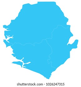 High detailed blue vector map – Departments of Sierra Leone map