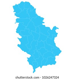 High detailed blue vector map – Departments of Serbia map