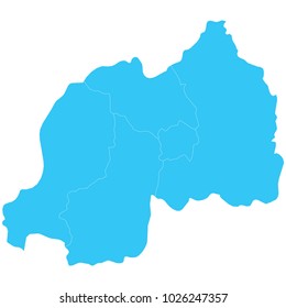 High detailed blue vector map – Departments of Rwanda map