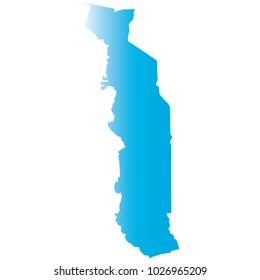 High detailed blue vector map – Departments of Togo map