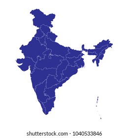 High detailed blue vector map  India map. white background vector.