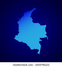 High detailed blue vector map - Colombia