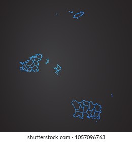 High detailed blue vector map – Channel Islands map.