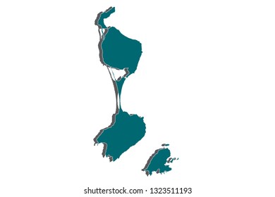 High detailed blue vector map – Saint Pierre and Miquelon map, Detailed map of Saint-Pierre and Miquelon and capital city Saint-Pierre. - Vector