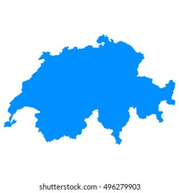 High detailed blue vector map - Switzerland