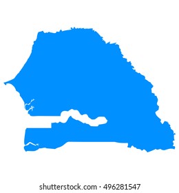 High detailed blue vector map - Senegal