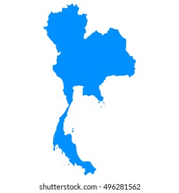 High detailed blue vector map - Thailand