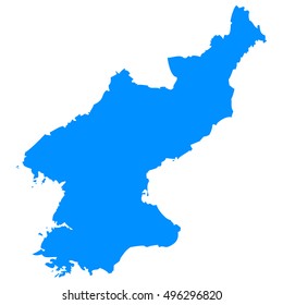 High detailed blue vector map - North Korea