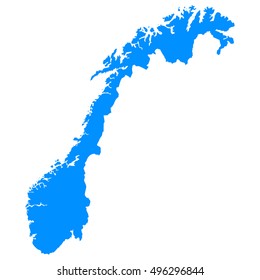 High detailed blue vector map - Norway