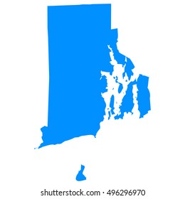 High detailed blue vector map - Rhode Island