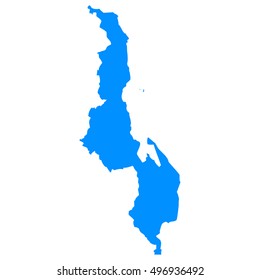 High detailed blue vector map - Malawi