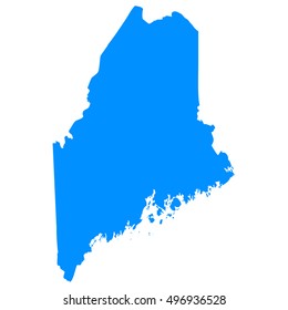 High detailed blue vector map - Maine