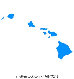 High detailed blue vector map, Hawaii
