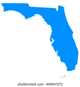 High detailed blue vector map, Florida