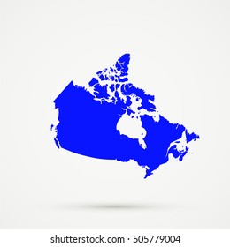 High detailed Blue vector map Canada