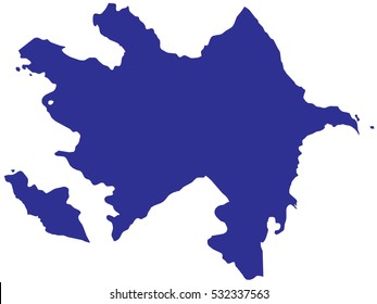 High detailed blue vector map - Azerbaijan