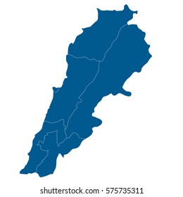 High detailed blue vector map - Lebanon